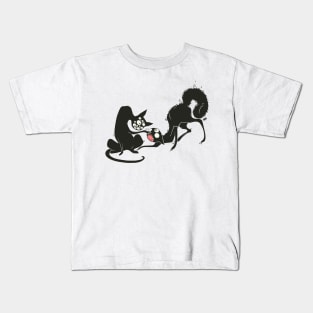 Strange Funny Black Cats With Many Eyes Kids T-Shirt